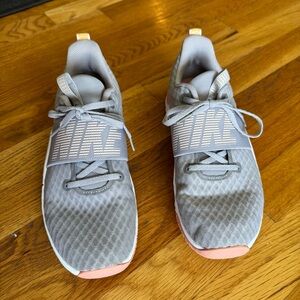 Gray Nike Athletic Sneakers with Pink Accents